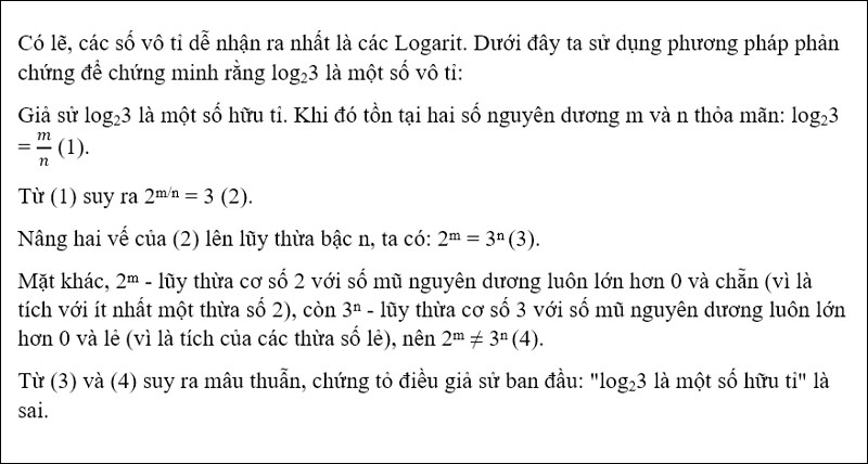 Cách chứng minh Logarit là số vô tỉ